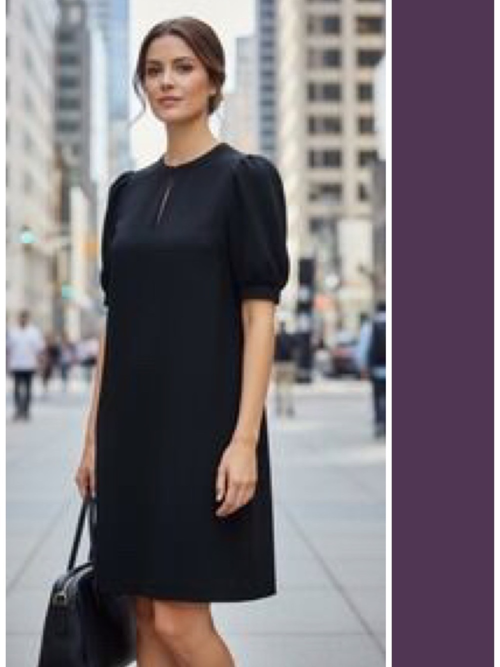 J. Crew Black Crepe Puff Sleeve Keyhole Shift Mini Dress Size 6 EUC